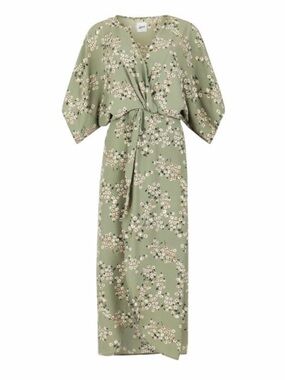 Lezat Floral Kimono maxi dress in Sage Green